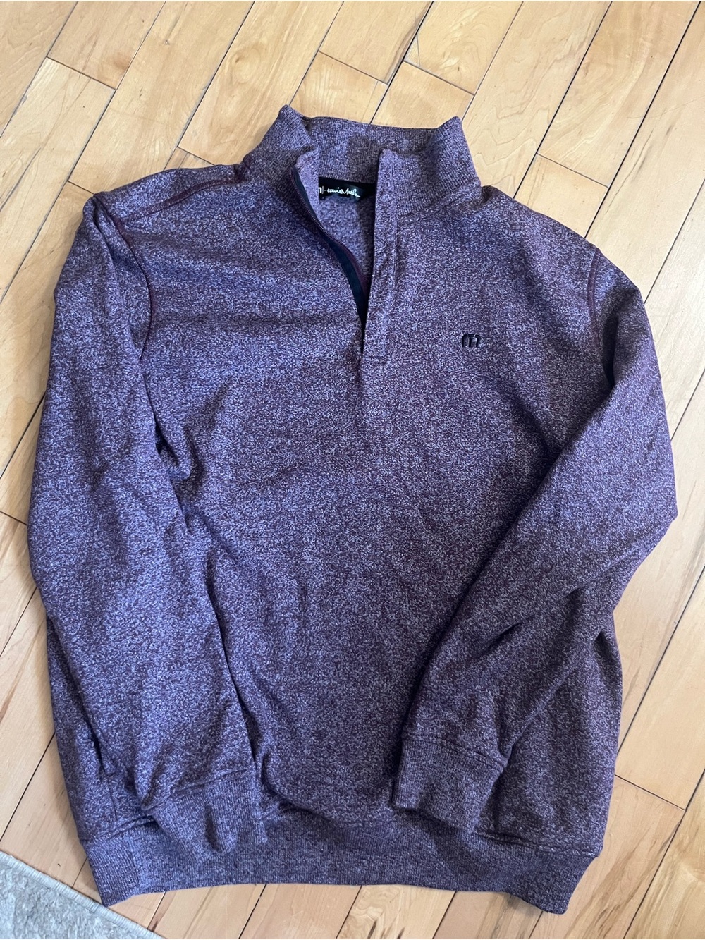 Travis Mathew Men's Zip Pullover Sweater - Heathered Burgundy